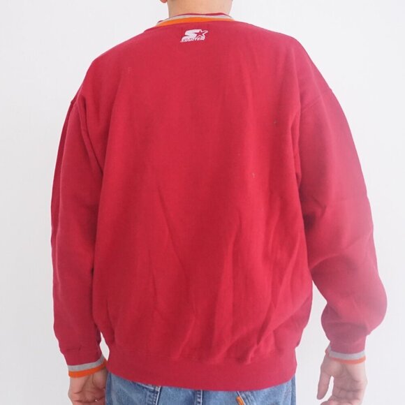 Vintage Starter Virginia Tech Hokies Red Orange Cotton Varsity Crewneck Sweater - Picture 2 of 11